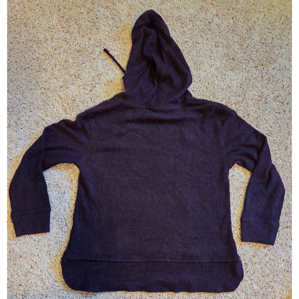 44 Degrees North Women's Large Deep Purple Soft Waffle Knit Long Sleeve Hoodie - Picture 2 of 4